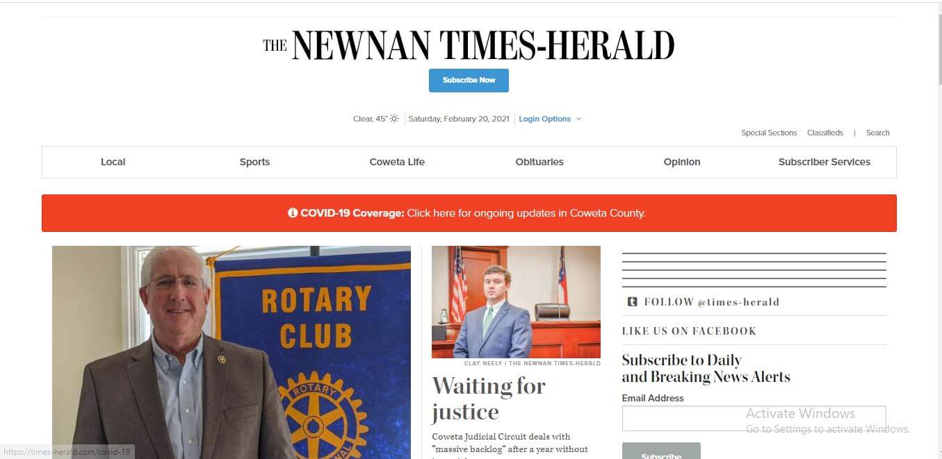 Georgia Newspapers 14 Newnan Times Herald Website