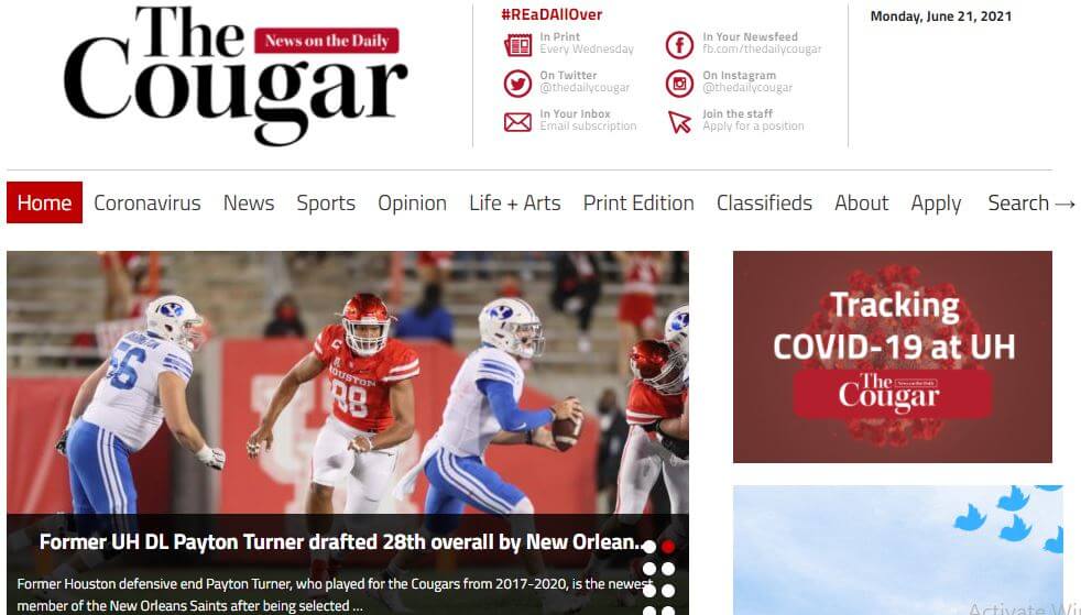 Houston newspapers 10 Daily Cougar website
