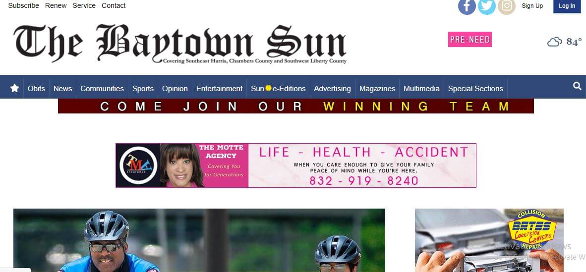 Houston newspapers 9 Baytown Sun website