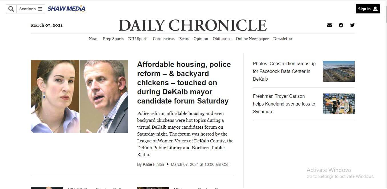Illinois Newspapers 17 Daily Chronicle Website