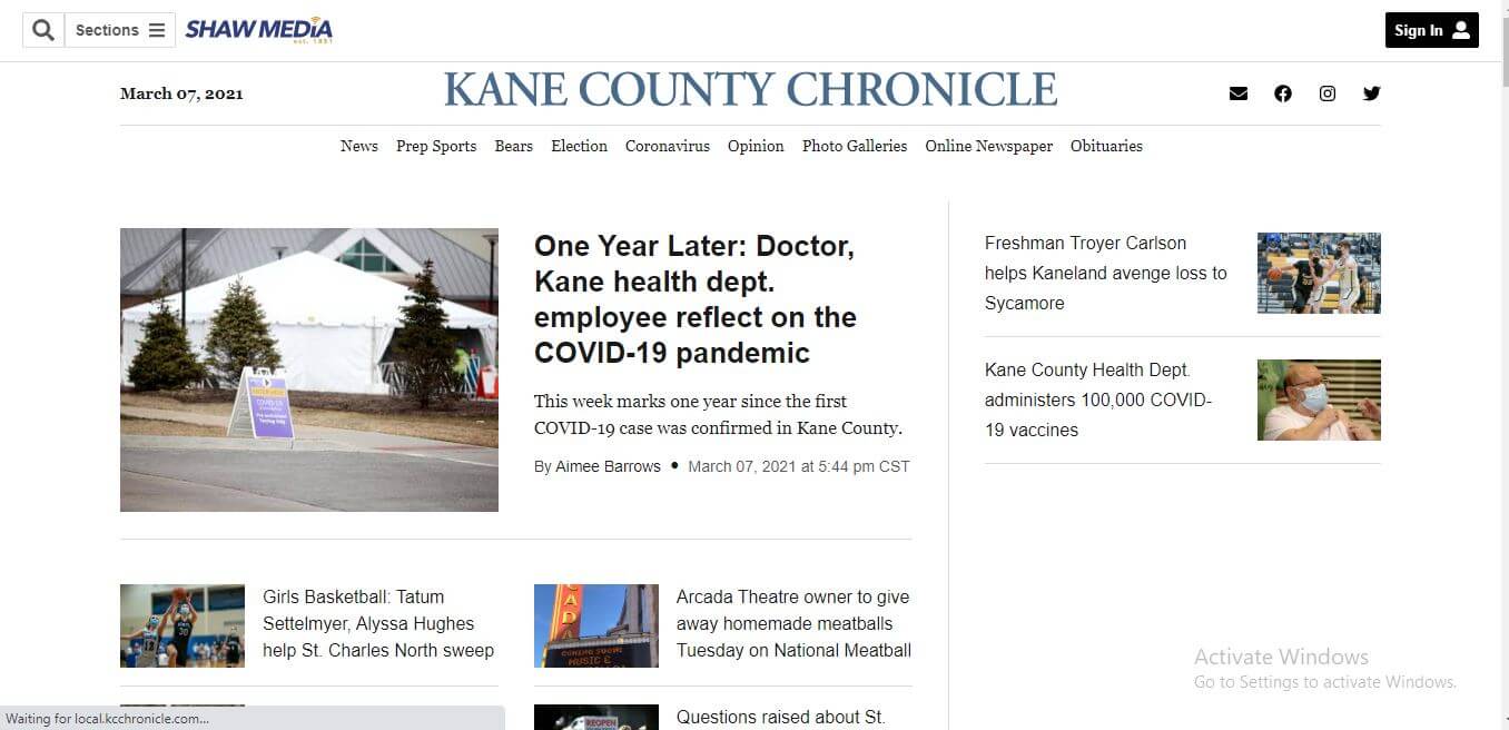 Illinois Newspapers 29 Kane County Chronicle Website
