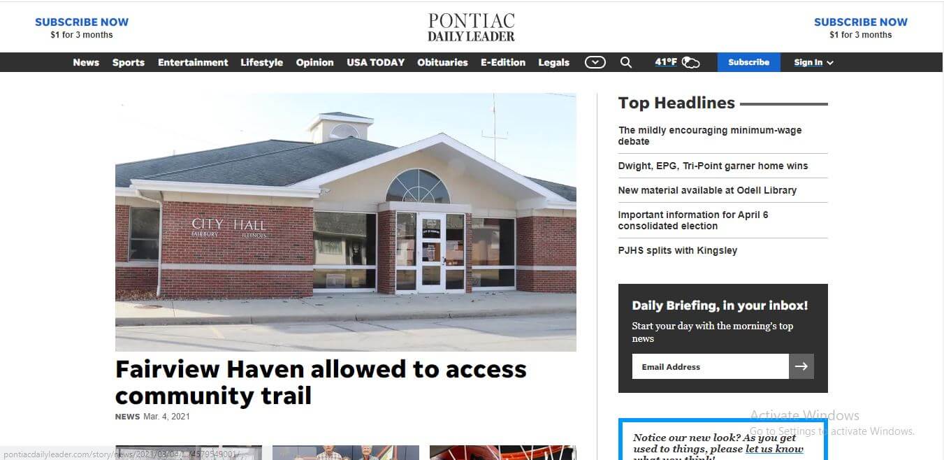 Illinois Newspapers 37 Pontiac Daily Leader Website