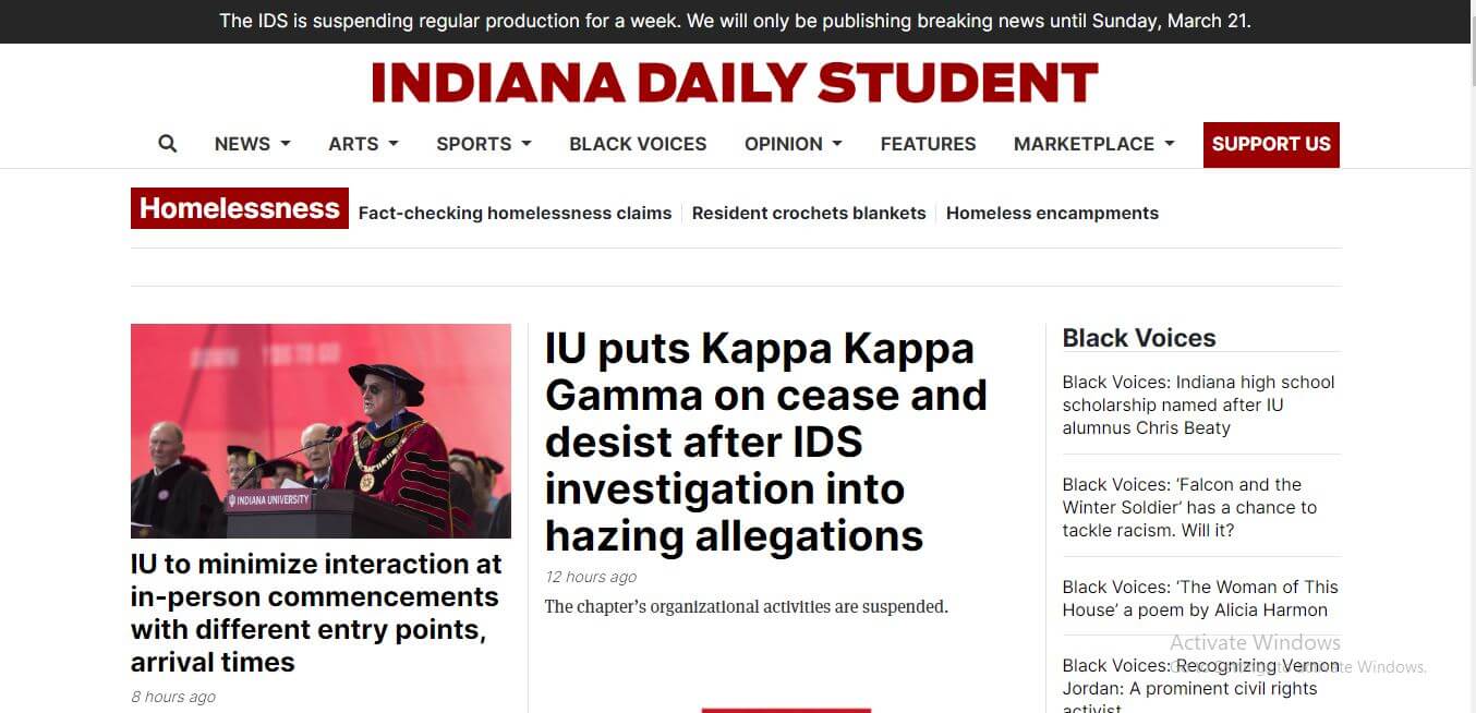 Indiana Newspapers 10 Indiana Daily Student Website