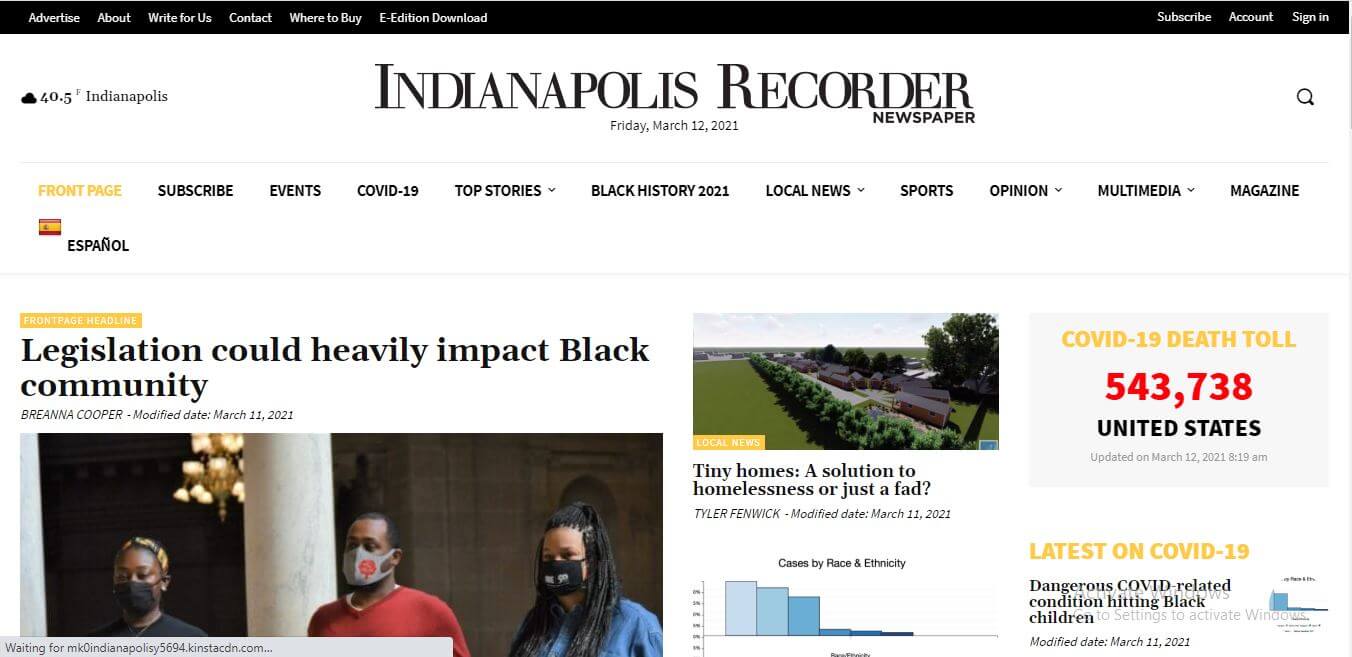 Indiana Newspapers 27 Indianapolis Recorder Website