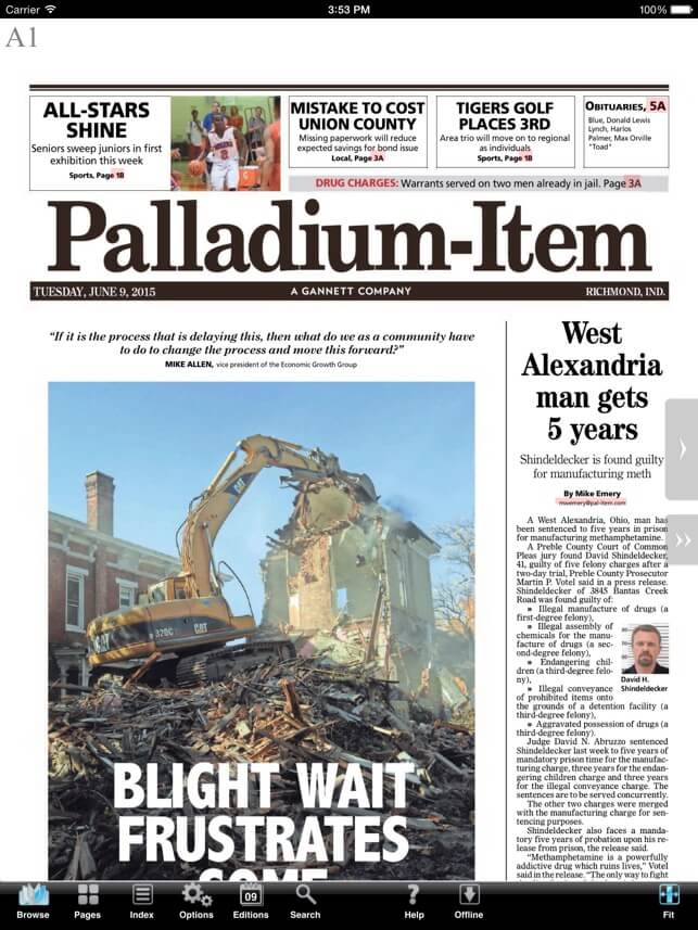 Indiana Newspapers 30 Palladium Item