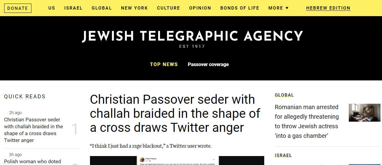 Israel Newspapers 25 Jewish Telegraphic Agency website