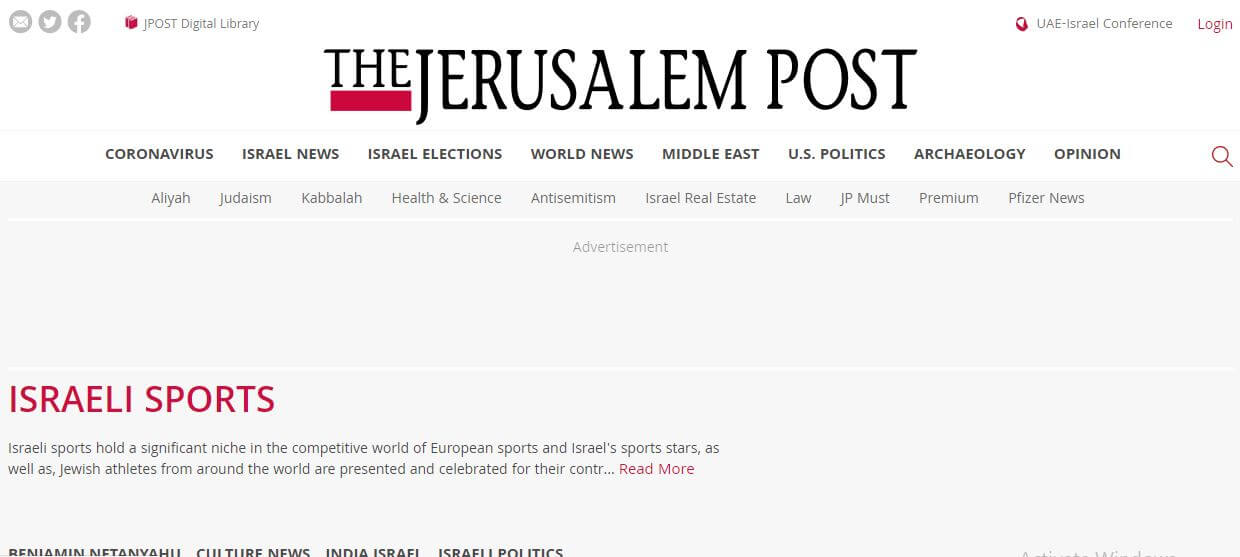 Israel Newspapers 36 Sports Jerusalem Post website