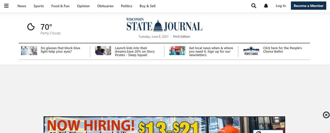 Madison newspapers 1 Wisconsin State Journal website