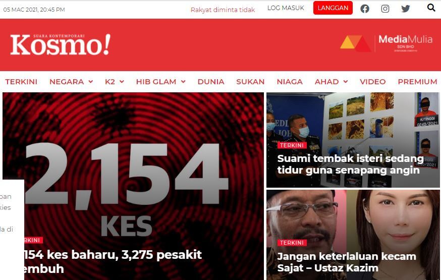 Malaysia Newspapers 22 Kosmo website