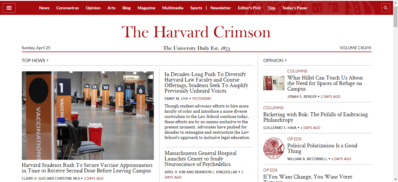 Massachusetts Newspapers 08 The Harvard Crimson website