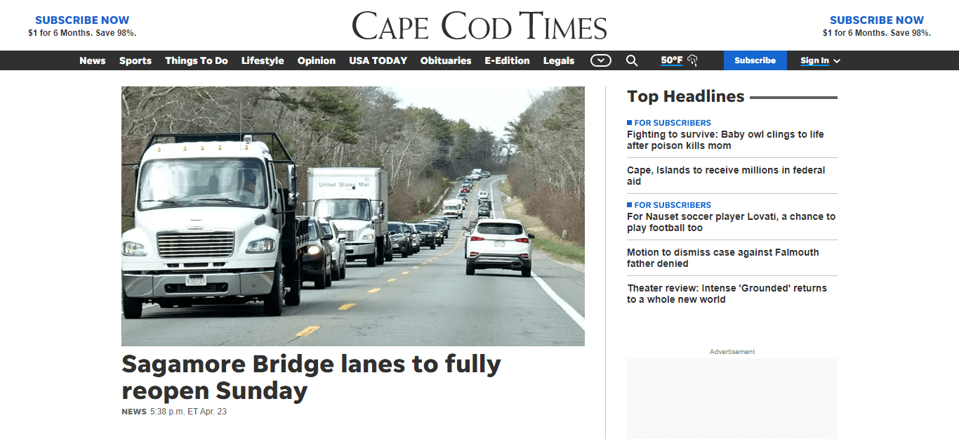 Massachusetts Newspapers 09 Cape Cod Times website