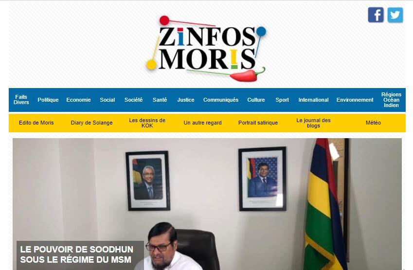 Mauritius Newspapers 12 Zinfos Moris website