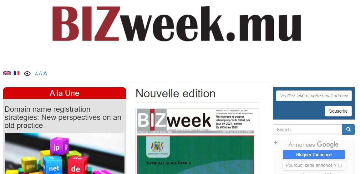 Mauritius Newspapers 20 Biz Week website