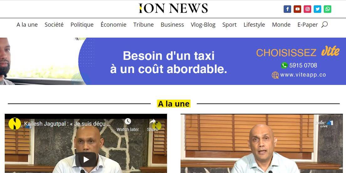 Mauritius Newspapers 8 ION News website