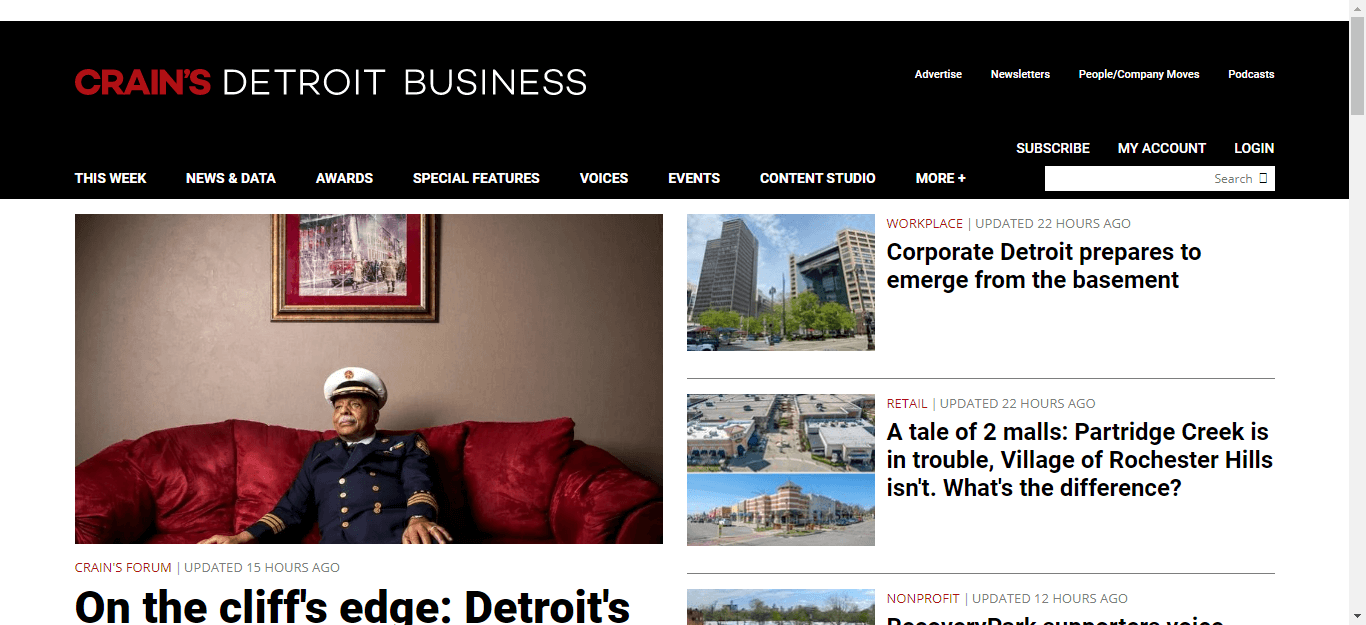 Michigan Newspaper 11 Crain s Detroit Business website