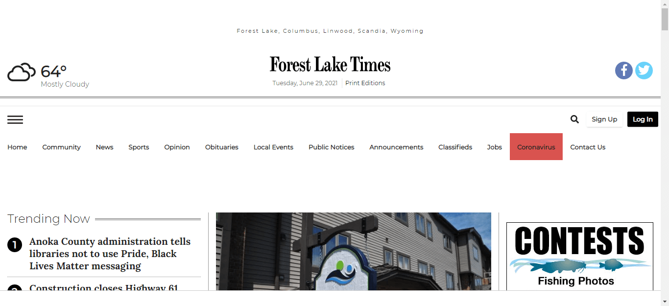 Minnesota newspapers 10 The Forest Lake Times website