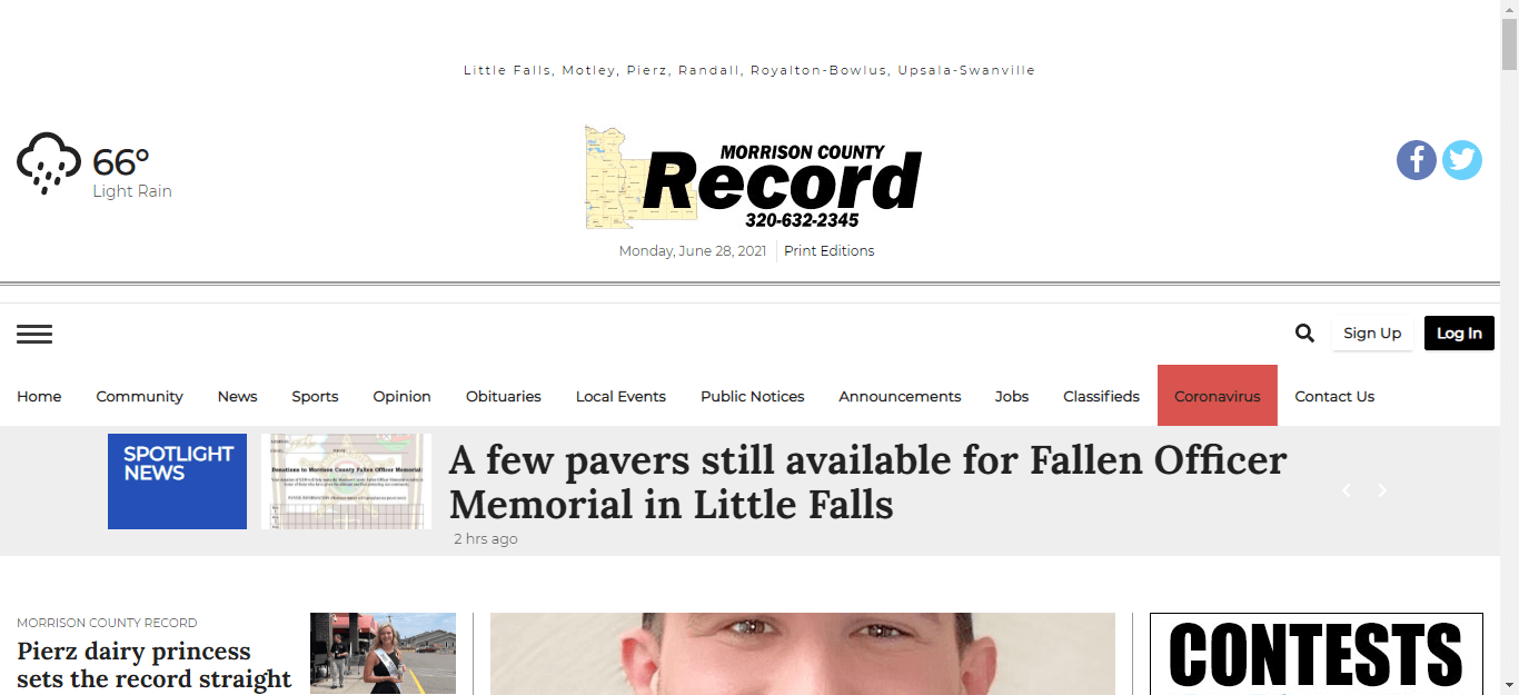 Minnesota newspapers 11 Morrison County Record website