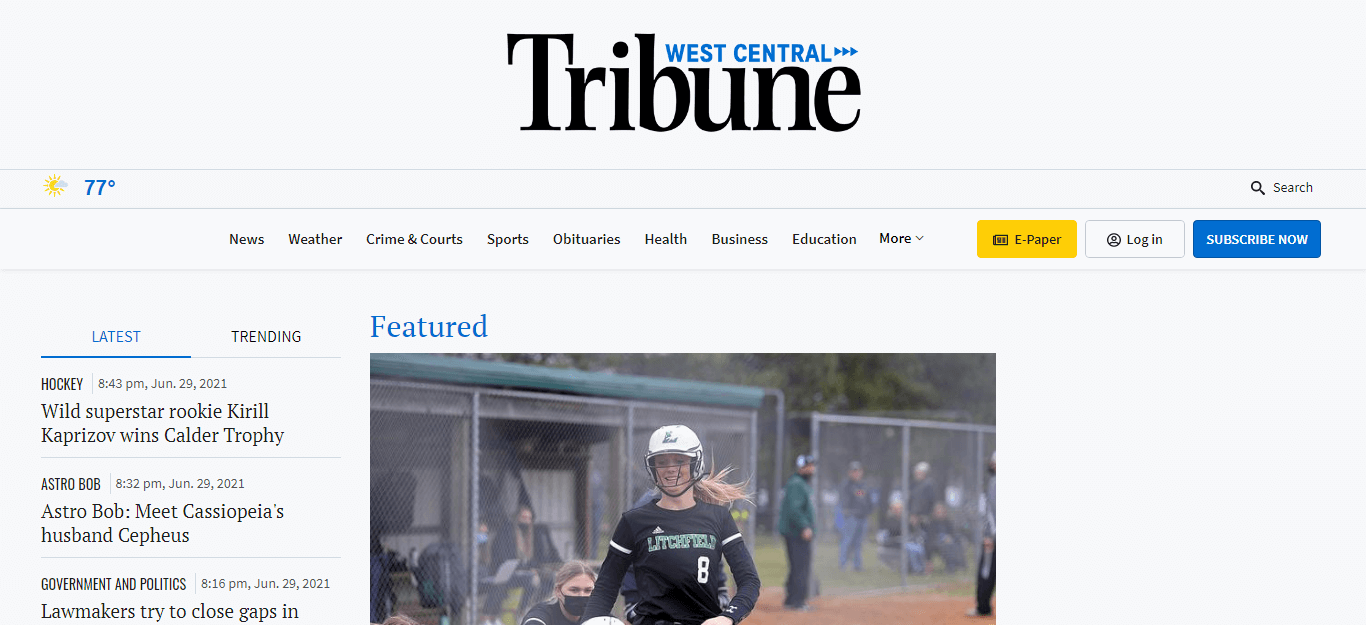 Minnesota newspapers 22 West Centrale Tribune website