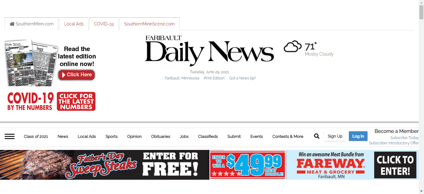 Minnesota newspapers 23 Faribault Daily News website