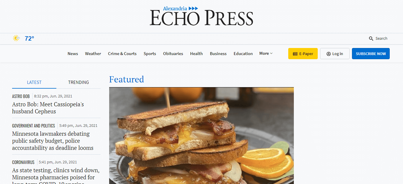 Minnesota newspapers 33 Echo Press website