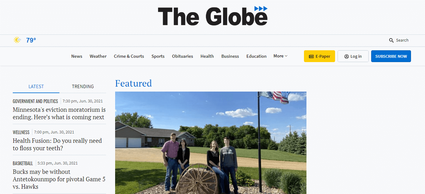 Minnesota newspapers 41 Daily globe website