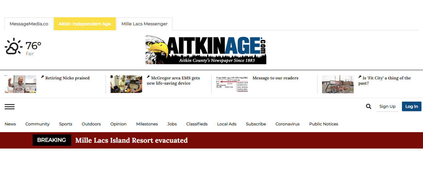 Minnesota newspapers 47 Aitkin Independent Age website