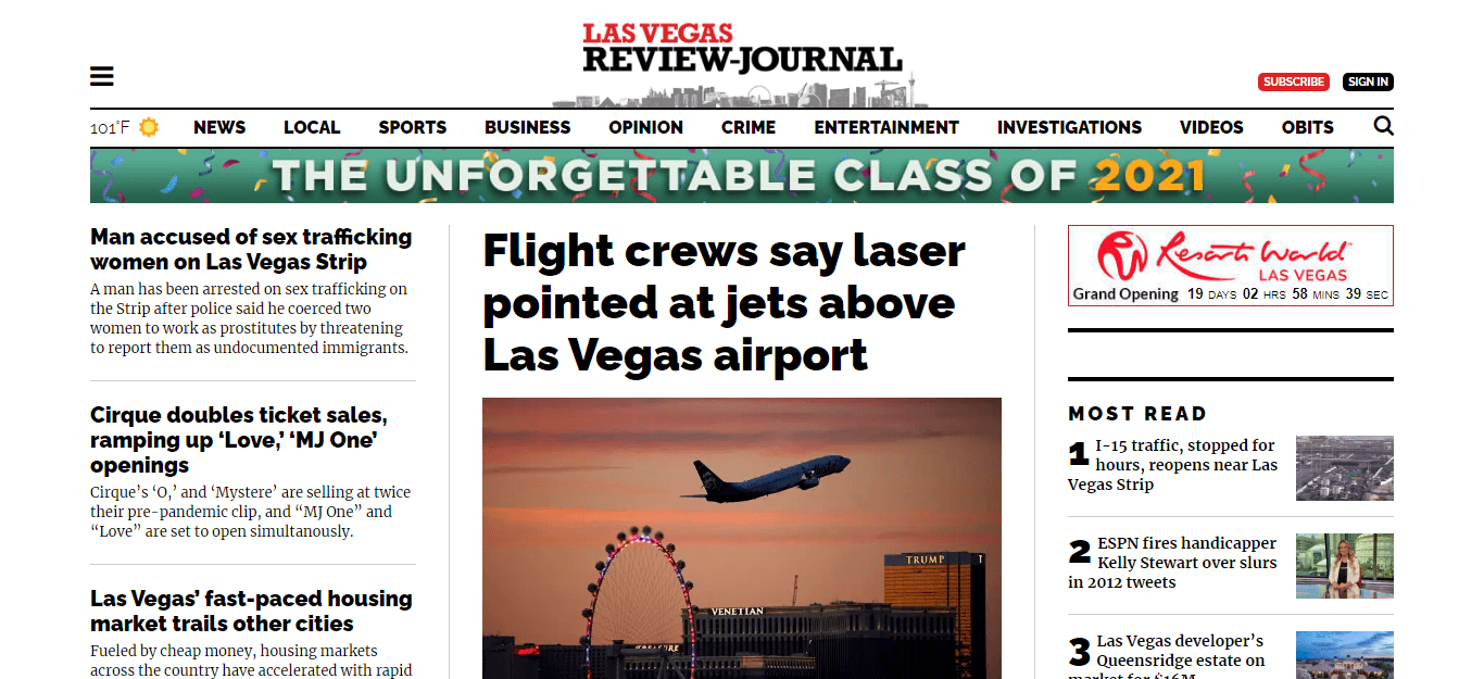 Nevada Newspapers 01 Las Vegas Review Journal website