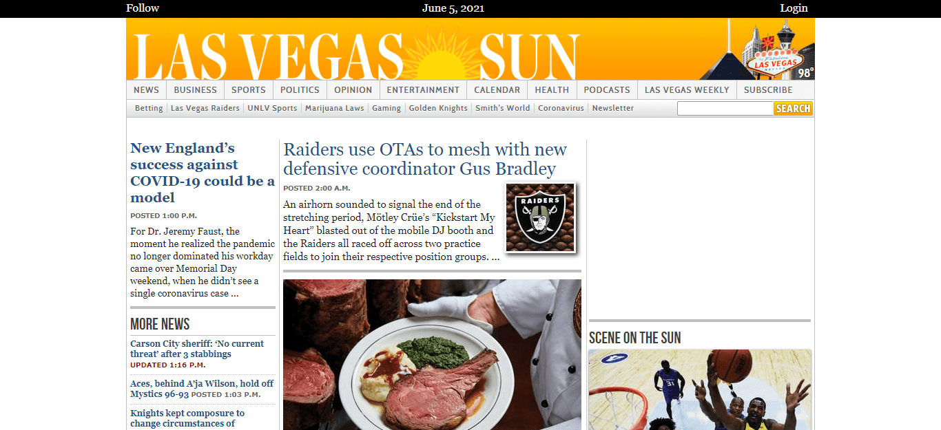 Nevada Newspapers 02 Las Vegas Sun website