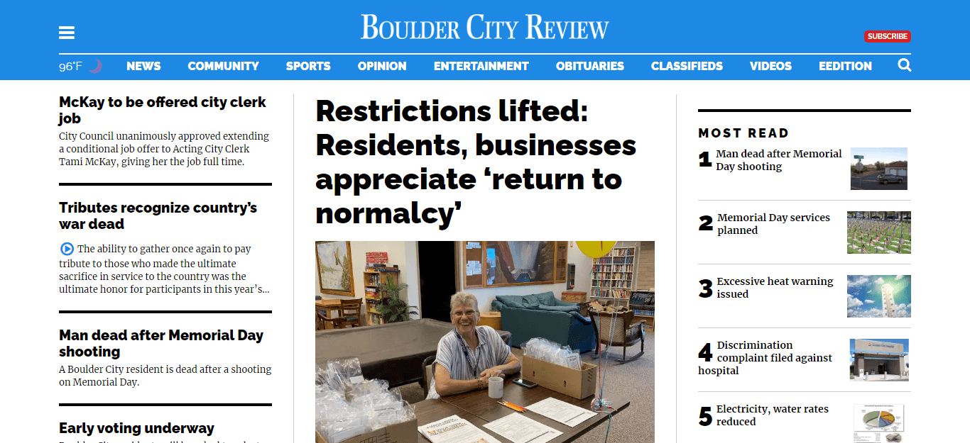 Nevada Newspapers 19 Boulder City Review website