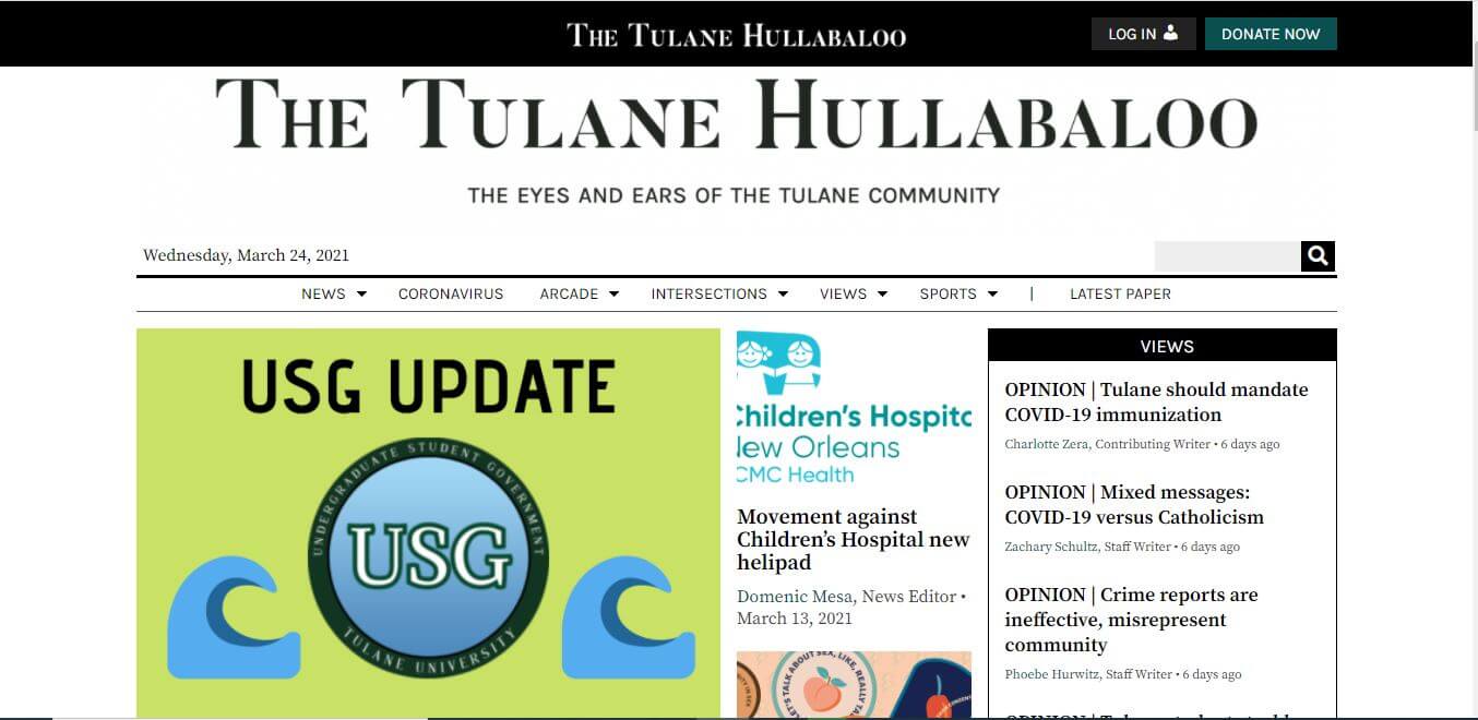 New Orleans Newspapers 04 Tulane Hullabaloo Website