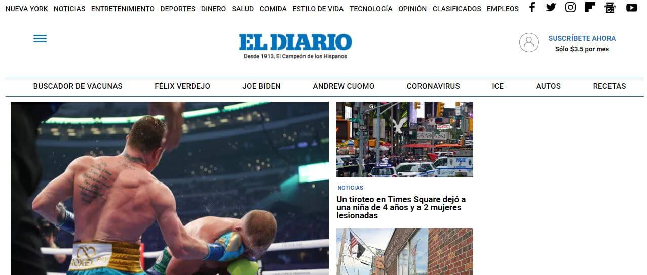 New York newspapers 13 El Diario website
