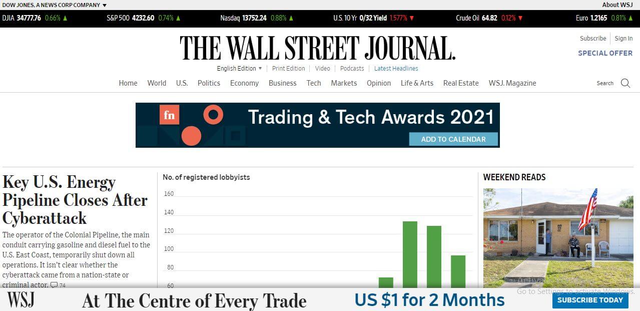 New York newspapers 2 The Wall Street Journal website