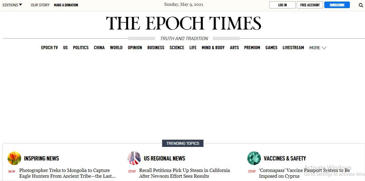 New York newspapers 3 The Epoch Times website