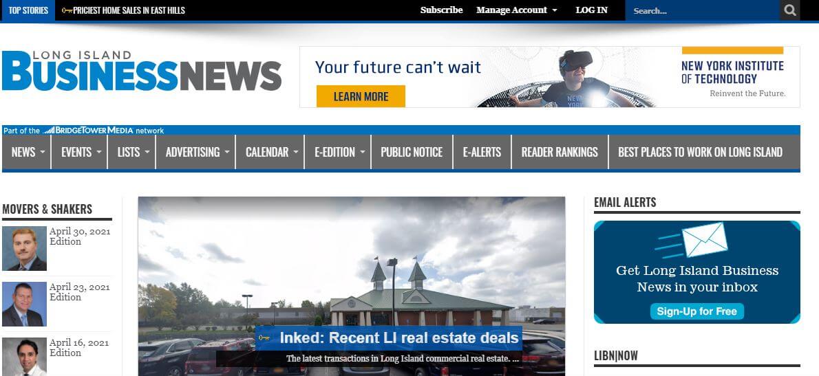 New York newspapers 43 Long Island Business News website