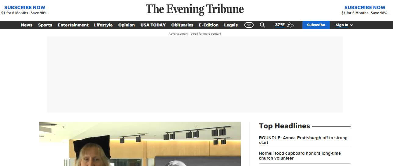 New York newspapers 44 The Evening Tribune website