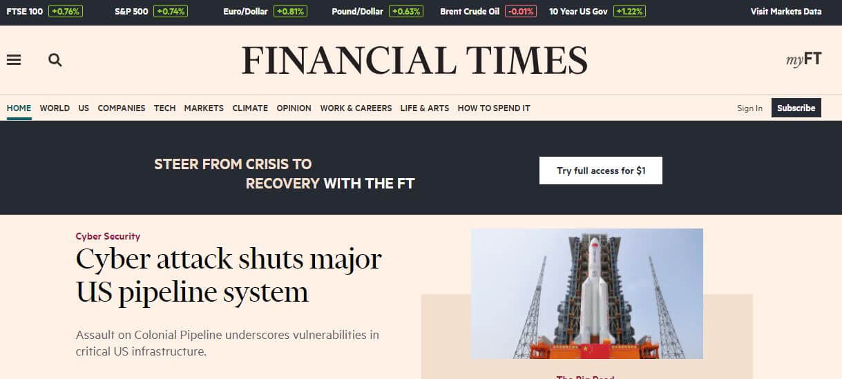 New York newspapers 5 Financial Times website
