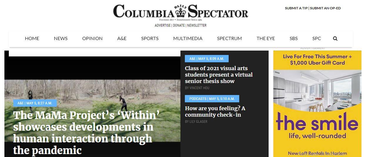 New York newspapers 64 Columbia Daily Spectator website