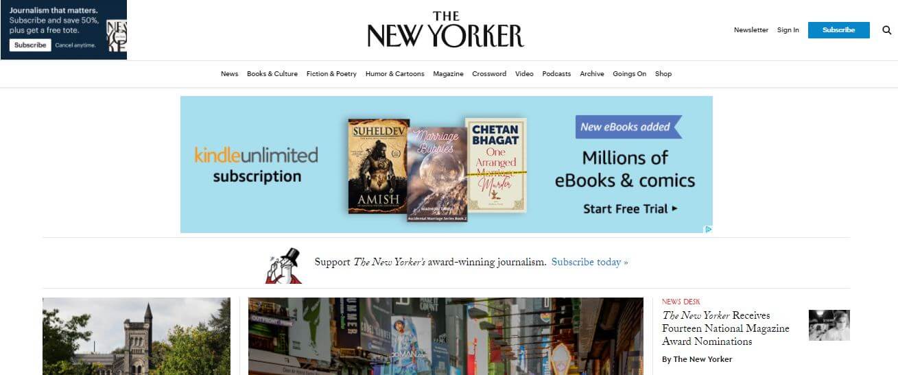 New York newspapers 7 The New Yorker website