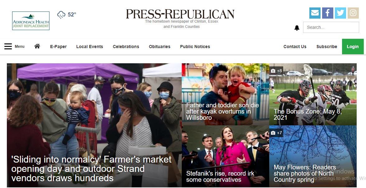 New York newspapers 74 Press Republican website