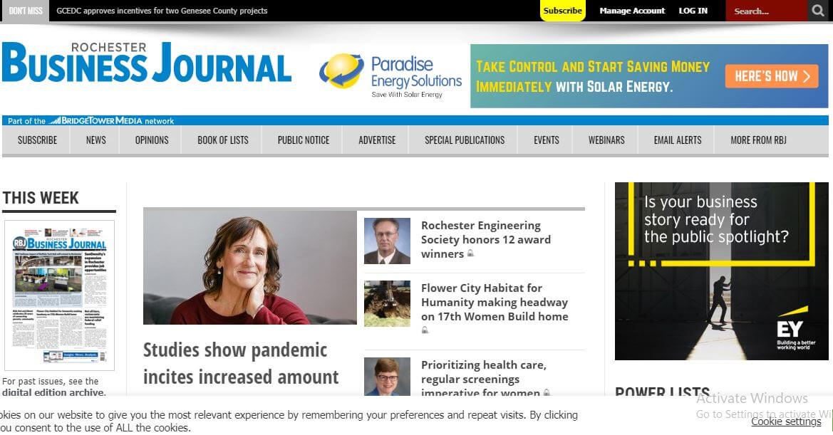 New York newspapers 82 Rochester Business Journal website