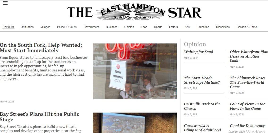 New York newspapers 85 East Hampton Star website