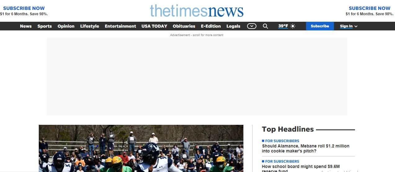 North Carolina newspapers 12 Times News website 1