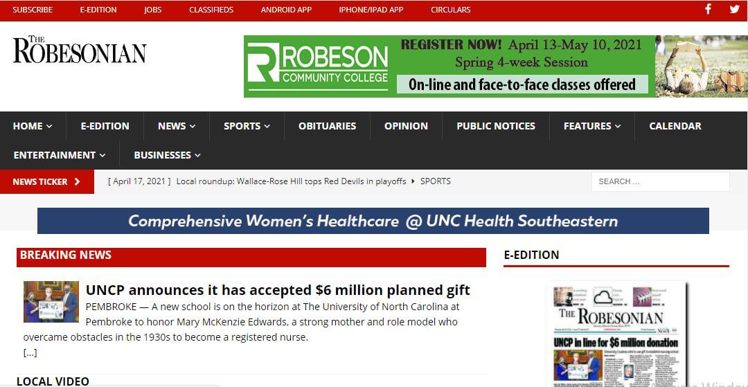 North Carolina newspapers 23 The Robesonian website