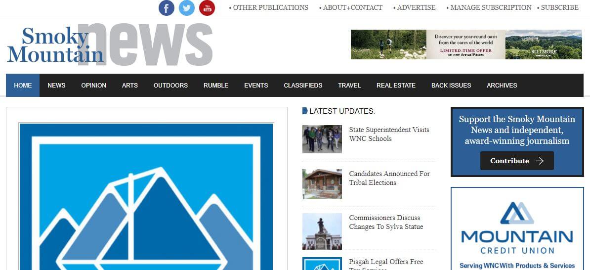 North Carolina newspapers 33 Smoky Mountain News website