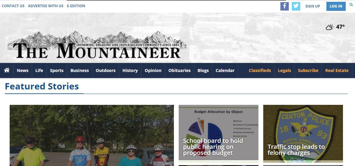 North Carolina newspapers 38 The Mountaineer website