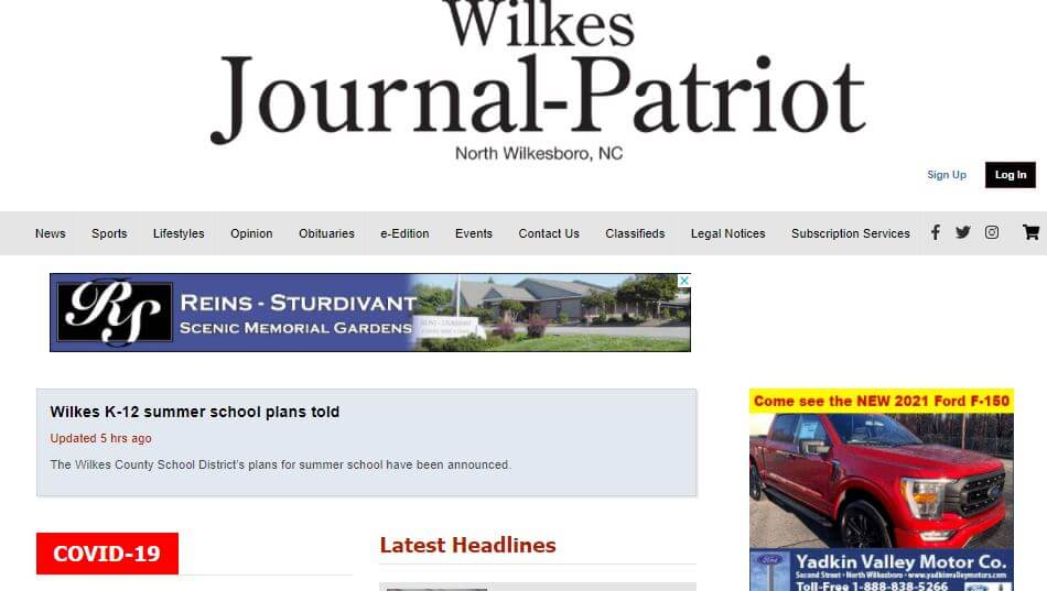 North Carolina newspapers 39 Journal Patriot website