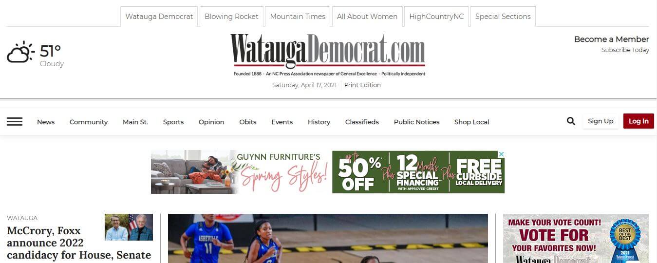 North Carolina newspapers 42 Watauga Democrat website