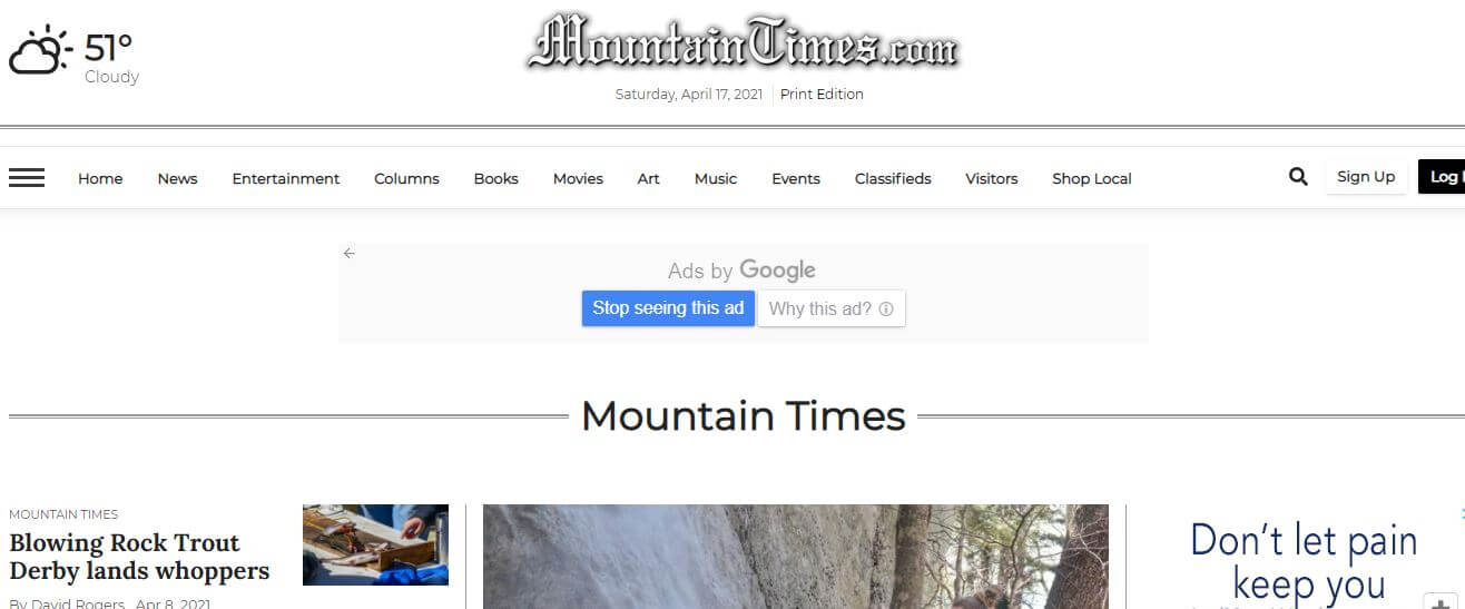 North Carolina newspapers 43 Mountain Times website