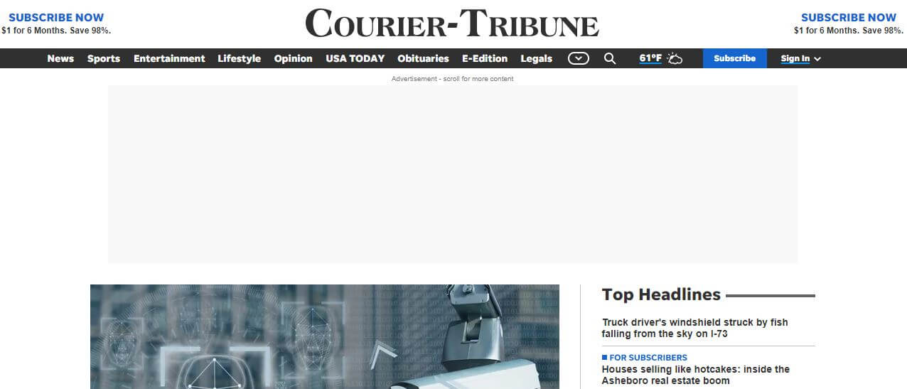 North Carolina newspapers 52 Courier Tribune website