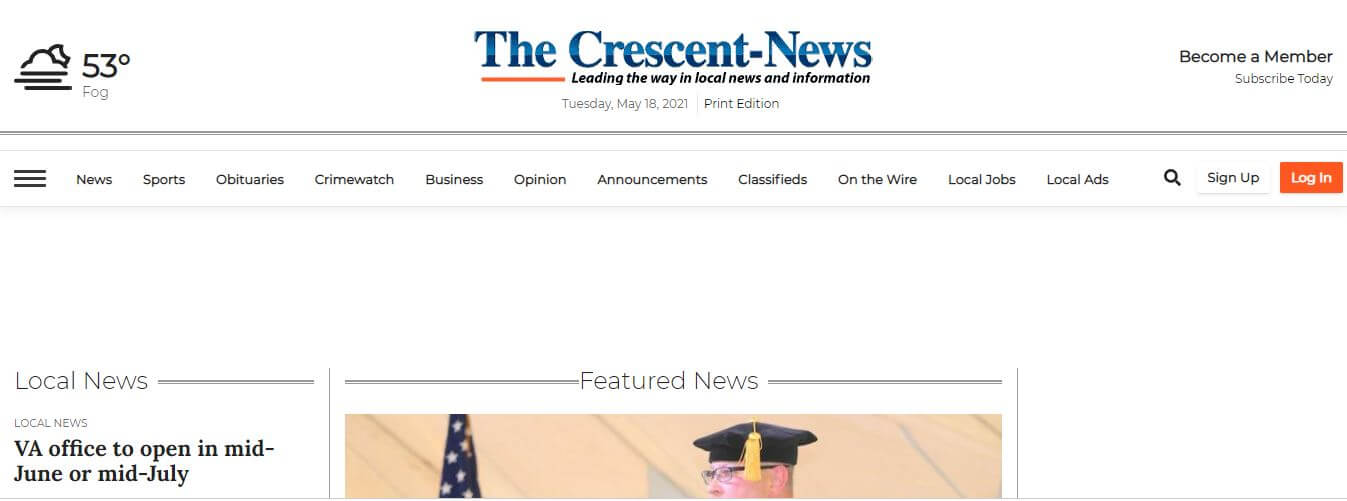 Ohio newspapers 17 The Crescent News website